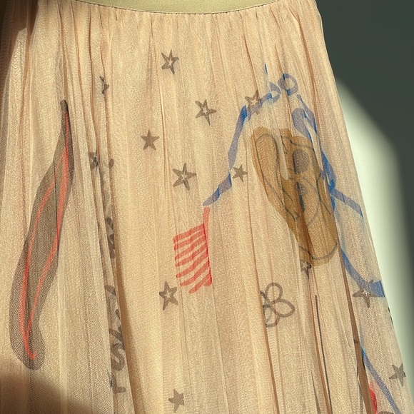 Beige Tulle Maxi Pleated Skirt S/M - Picture 5 of 7